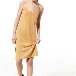 TNA Ferro Yellow-Gold Slip Dress